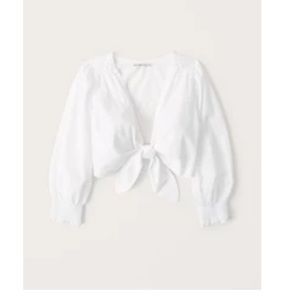 Flowy white tied crop